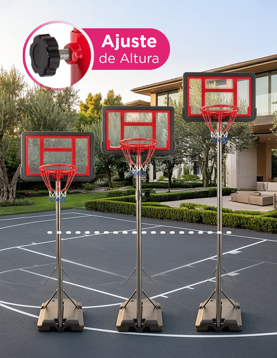 Canasta de Basquetbol Infantil Ajustable 1.65 a 2.05 m Vänlig S0881A - Sistema de Baloncesto Portátil con Base Rellenable