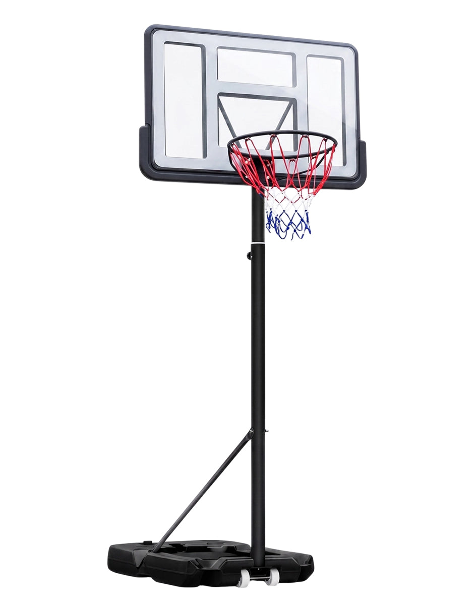 Canasta de Basquetbol Portátil Ajustable de 1.20 a 3.05 Metros con Tablero de 110 cm, con Resortes de Absorción de Impacto