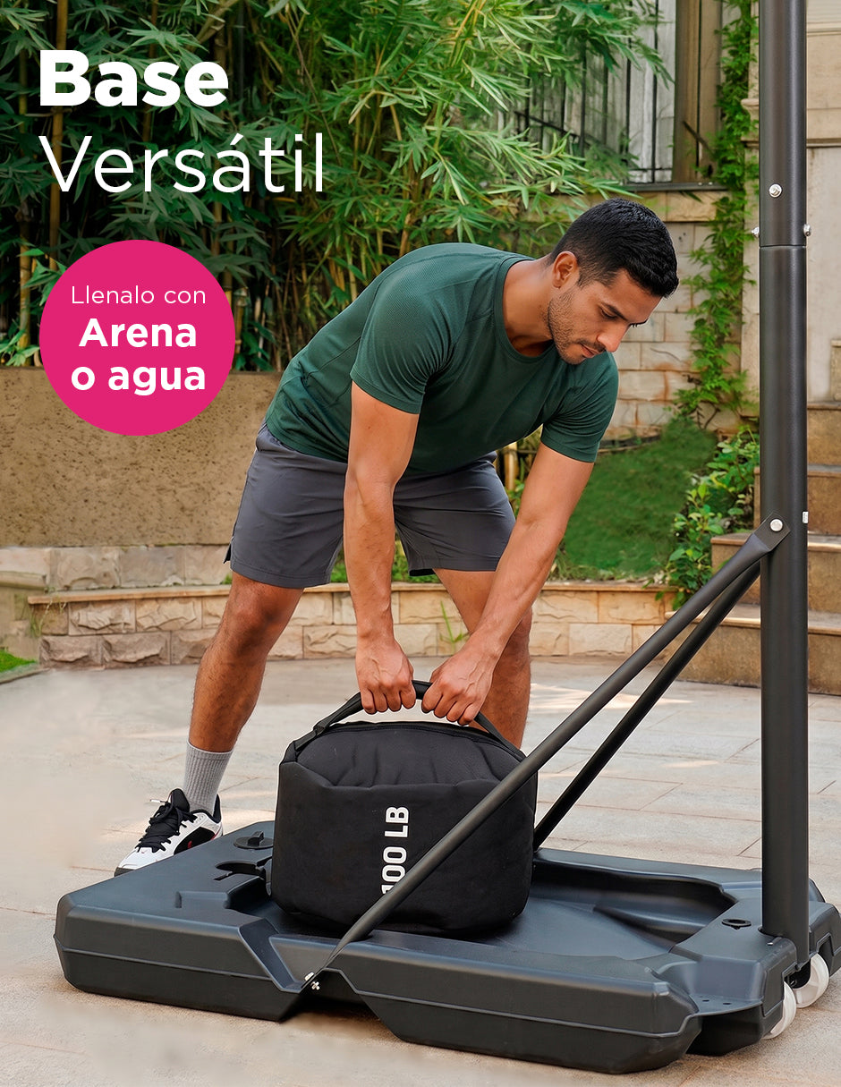 Canasta de Basquetbol Portátil Ajustable de 1.20 a 3.05 Metros con Tablero de 110 cm, con Resortes de Absorción de Impacto
