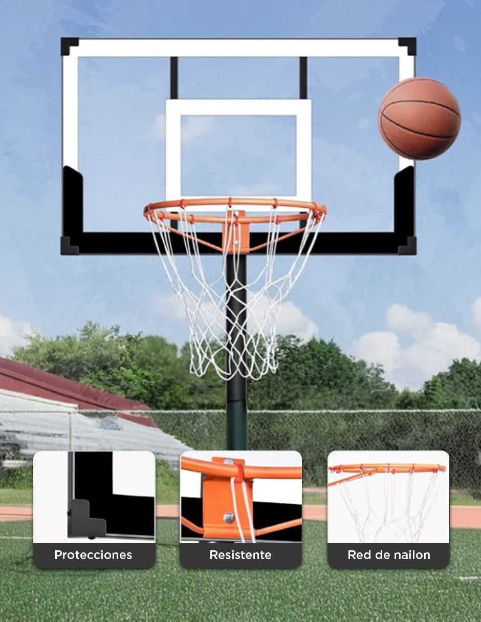 Canasta de Básquetbol Portátil Ajustable 1.1 a 3.05 m Vänlig ZW003 - Tablero con Doble Resorte e Impacto de Rebote