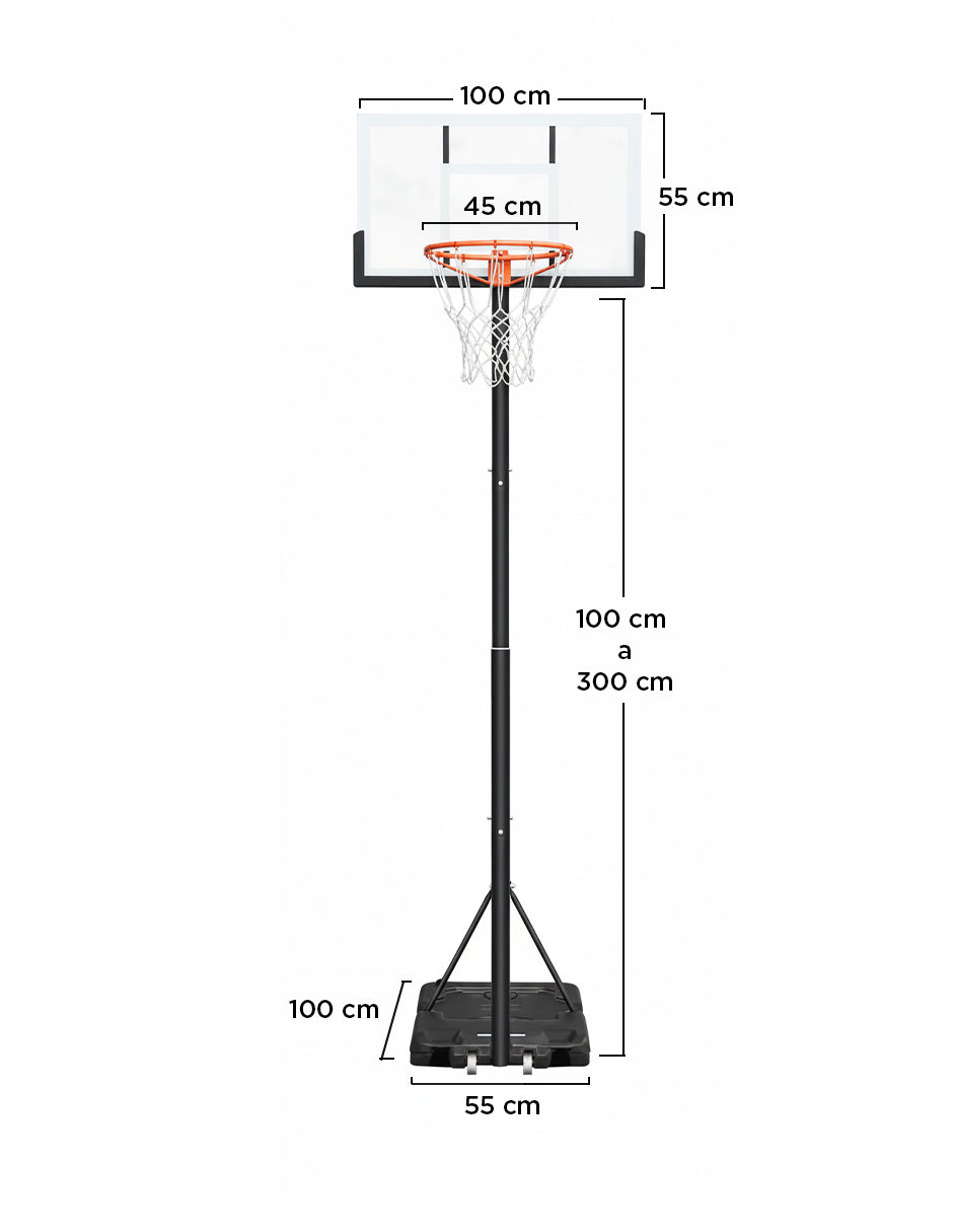 Canasta de Básquetbol Portátil Ajustable 1.1 a 3.05 m Vänlig ZW003 - Tablero con Doble Resorte e Impacto de Rebote