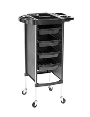 Carrito Auxiliar Organizador para Salón de Belleza y Barbería Capri Negro con 4 Niveles