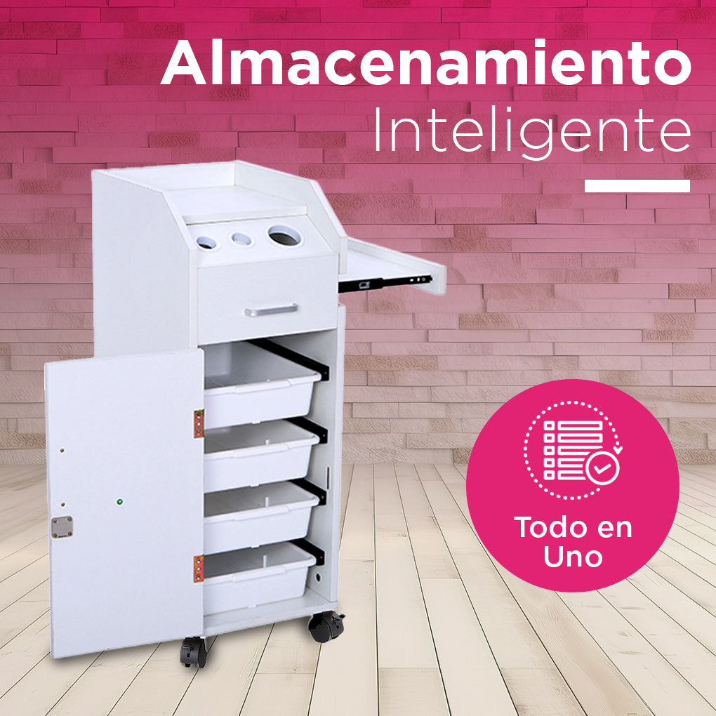 Carrito Auxiliar de Barbería Sicilia Blanco