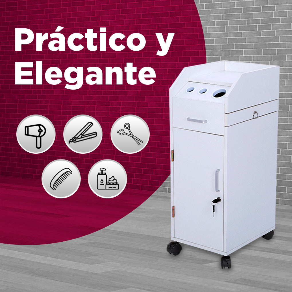 Carrito Auxiliar de Barbería Sicilia Blanco