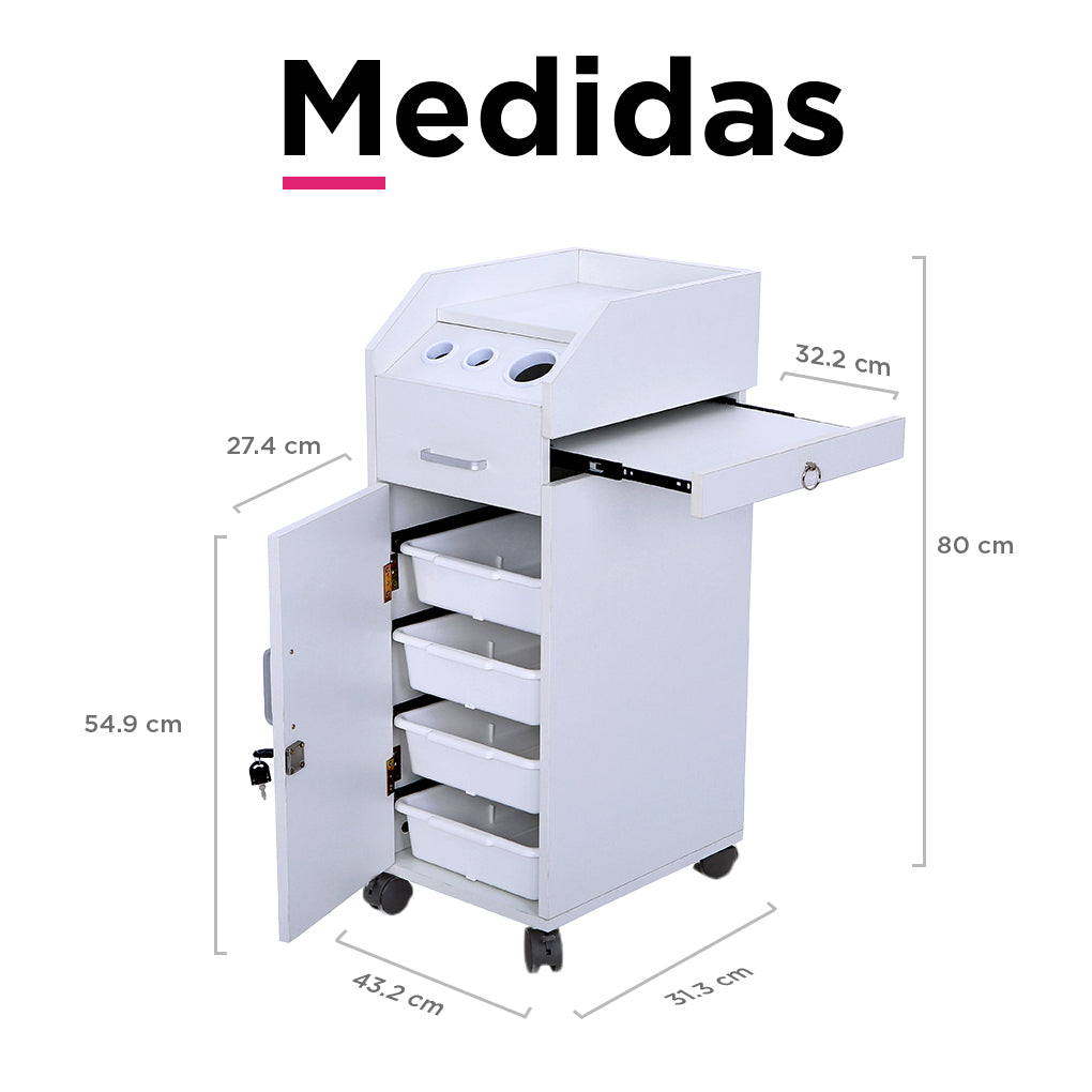 Carrito Auxiliar de Barbería Sicilia Blanco