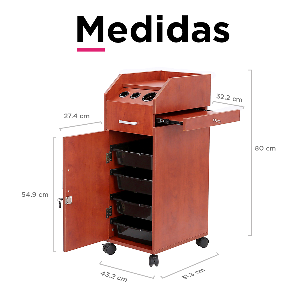 Carrito Auxiliar de Barbería Sicilia Café
