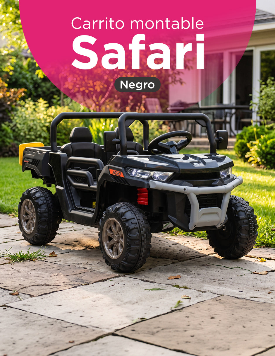 Carrito Eléctrico Infantil Safari 12V Doble Asiento Safari Negro Vanlig
