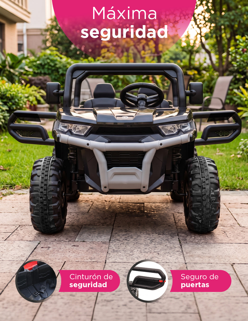 Carrito Eléctrico Infantil Safari 12V Doble Asiento Safari Negro Vanlig