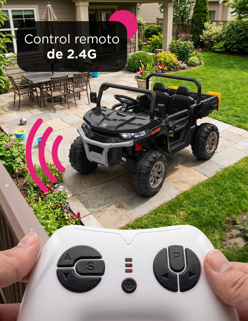 Carrito Eléctrico Infantil Safari 12V Doble Asiento Safari Negro Vanlig