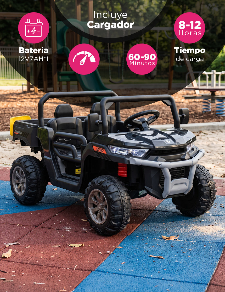 Carrito Eléctrico Infantil Safari 12V Doble Asiento Safari Negro Vanlig