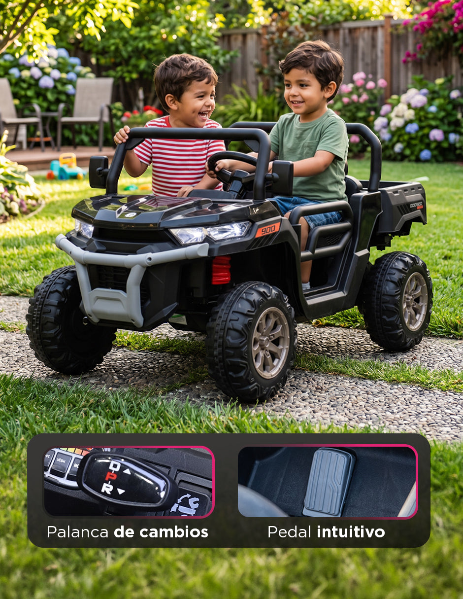 Carrito Eléctrico Infantil Safari 12V Doble Asiento Safari Negro Vanlig