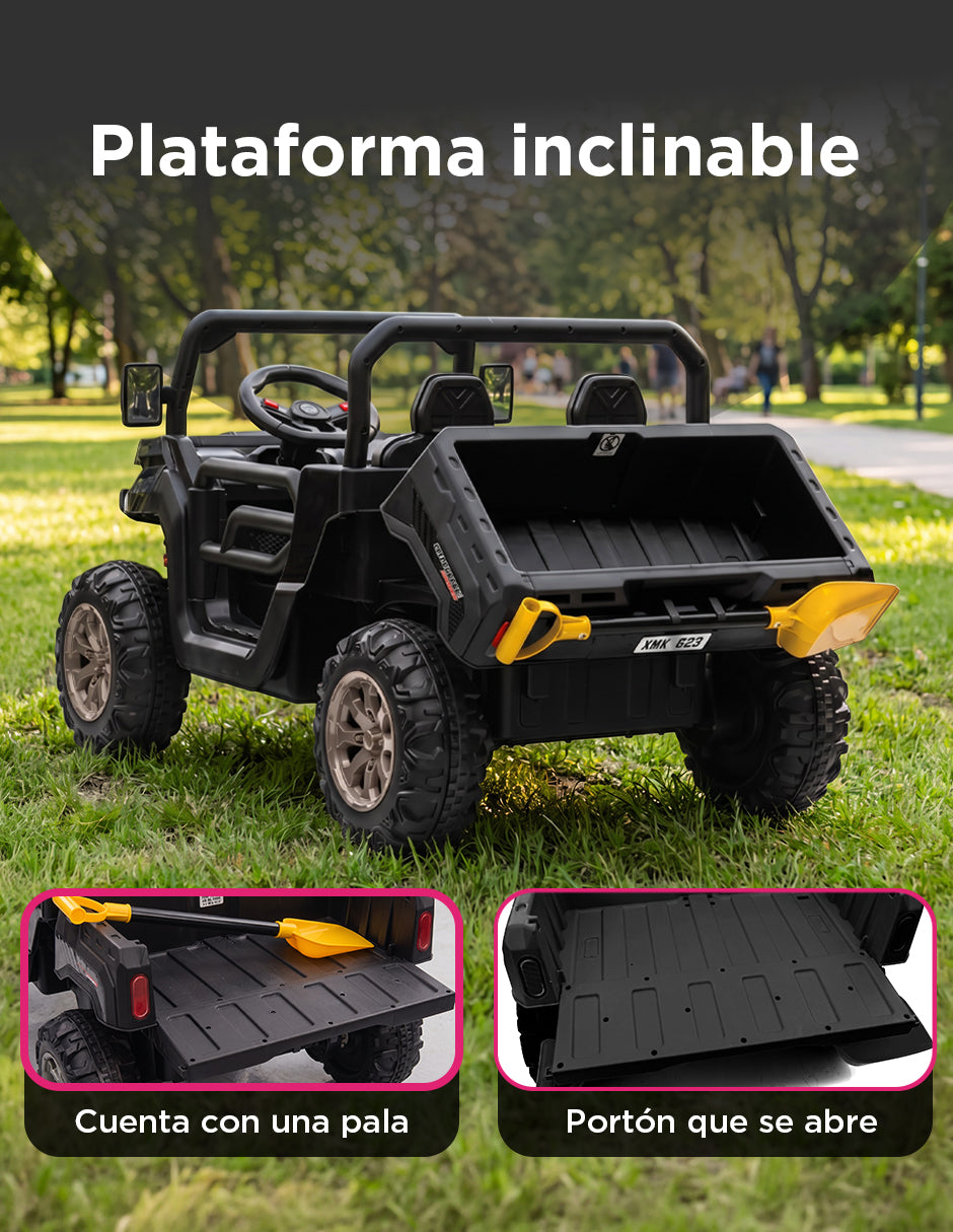 Carrito Eléctrico Infantil Safari 12V Doble Asiento Safari Negro Vanlig