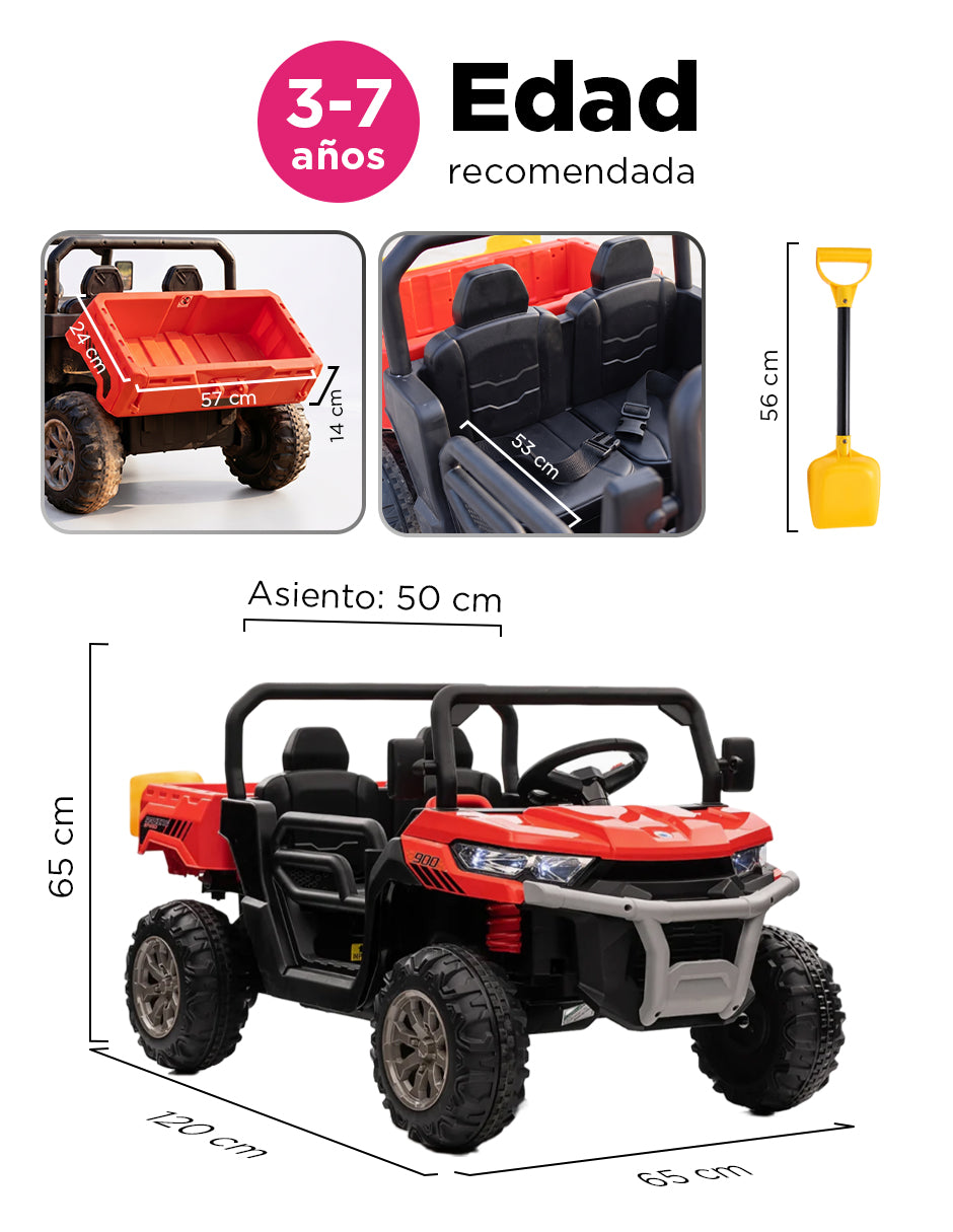 Carrito Eléctrico Infantil Safari 12V Doble Asiento Safari Rojo Vanlig