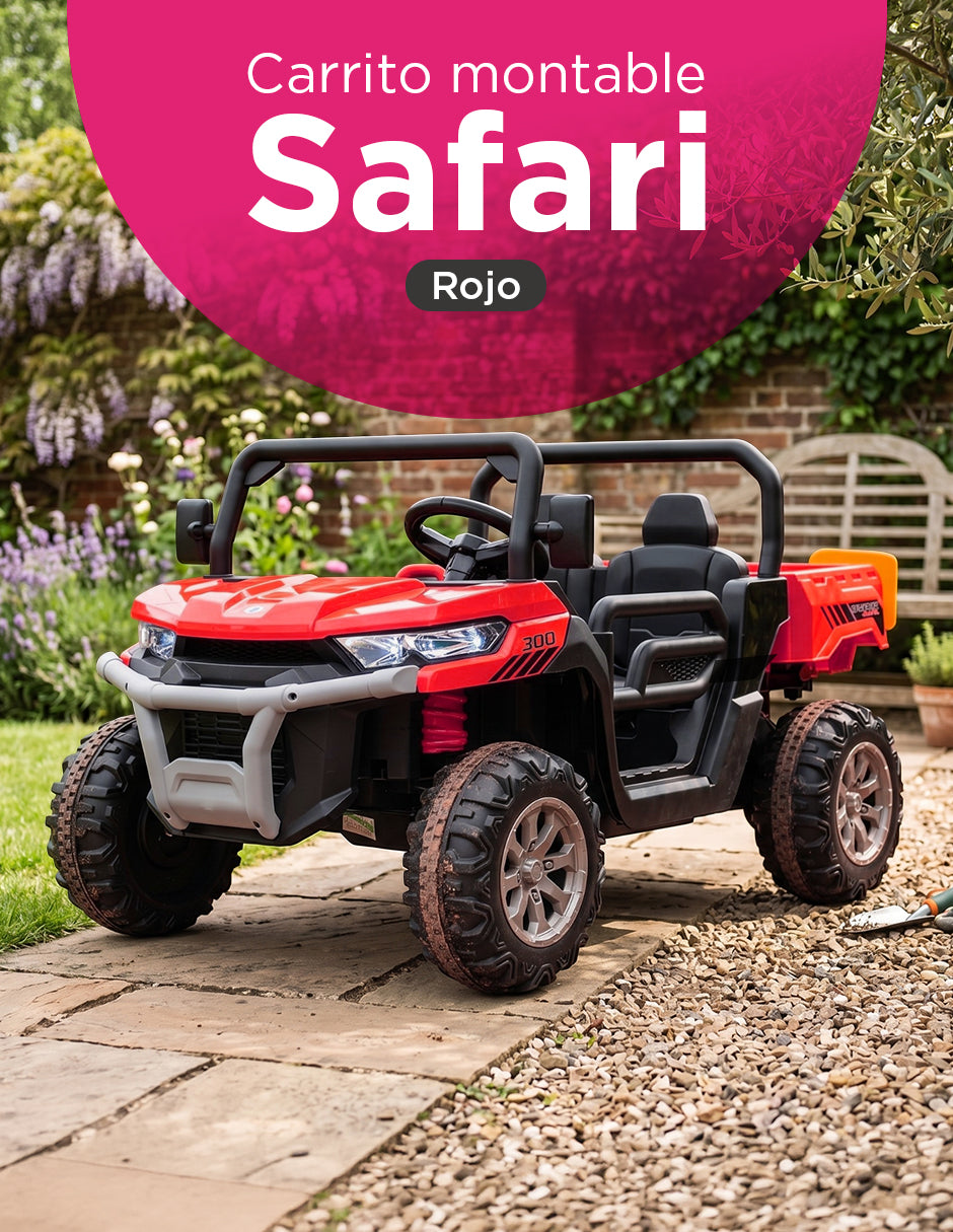 Carrito Eléctrico Infantil Safari 12V Doble Asiento Safari Rojo Vanlig