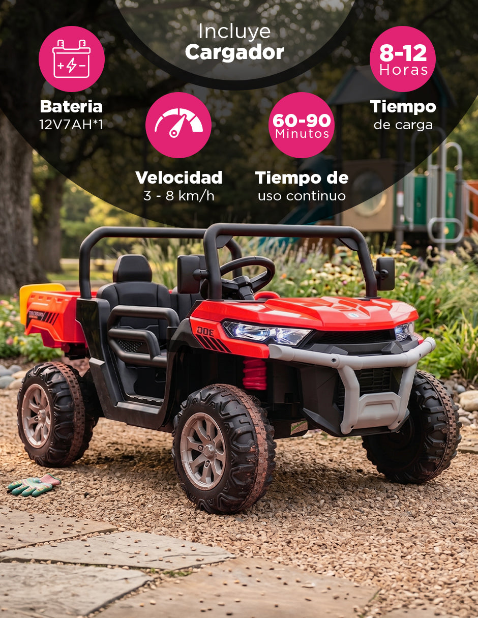 Carrito Eléctrico Infantil Safari 12V Doble Asiento Safari Rojo Vanlig