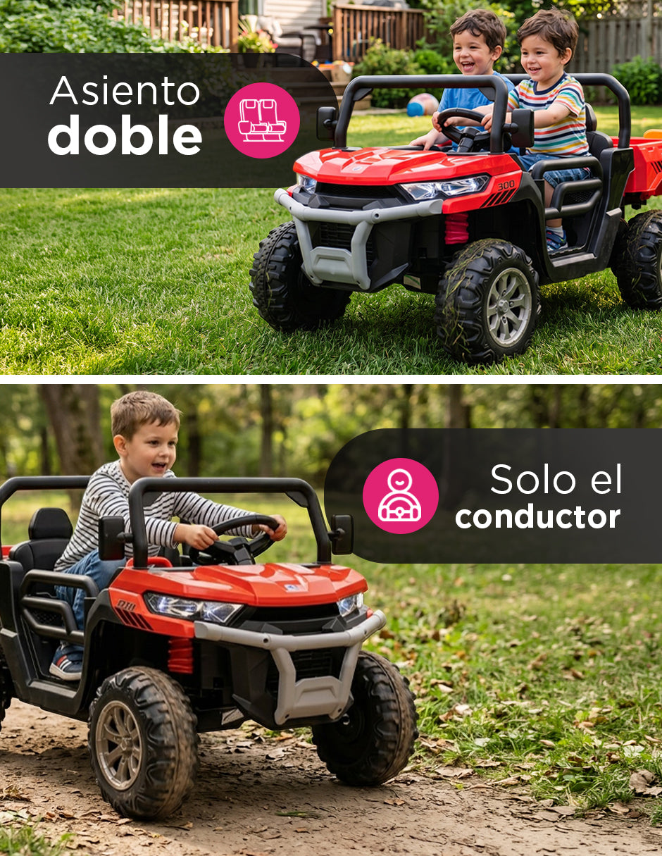 Carrito Eléctrico Infantil Safari 12V Doble Asiento Safari Rojo Vanlig