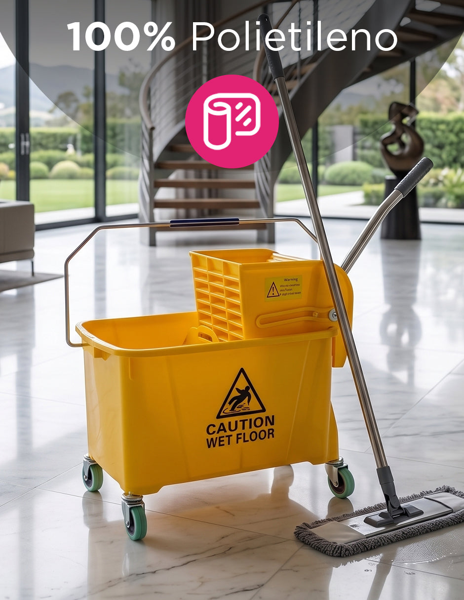 Carrito Exprimidor de Limpieza Fraser Vanlig Amarillo - Cubeta Portátil de 20L con Ruedas Anti-Marcas
