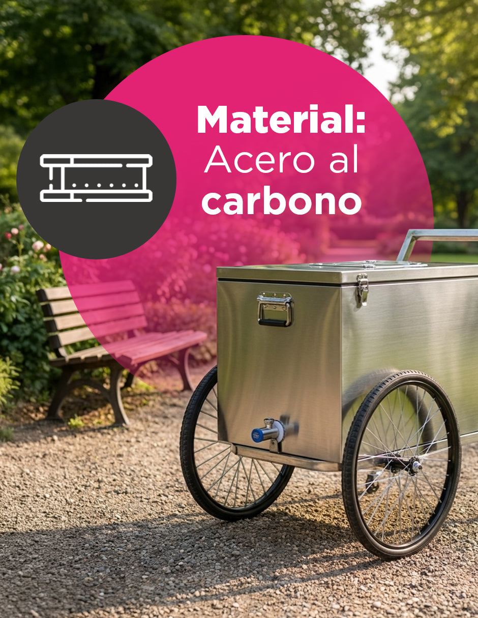 Carrito de Paletas de Hielo Eira Gris de Acero, Revestimiento anticorrosión, Grifo de Desagüe y Ruedas de 17 Pulgadas