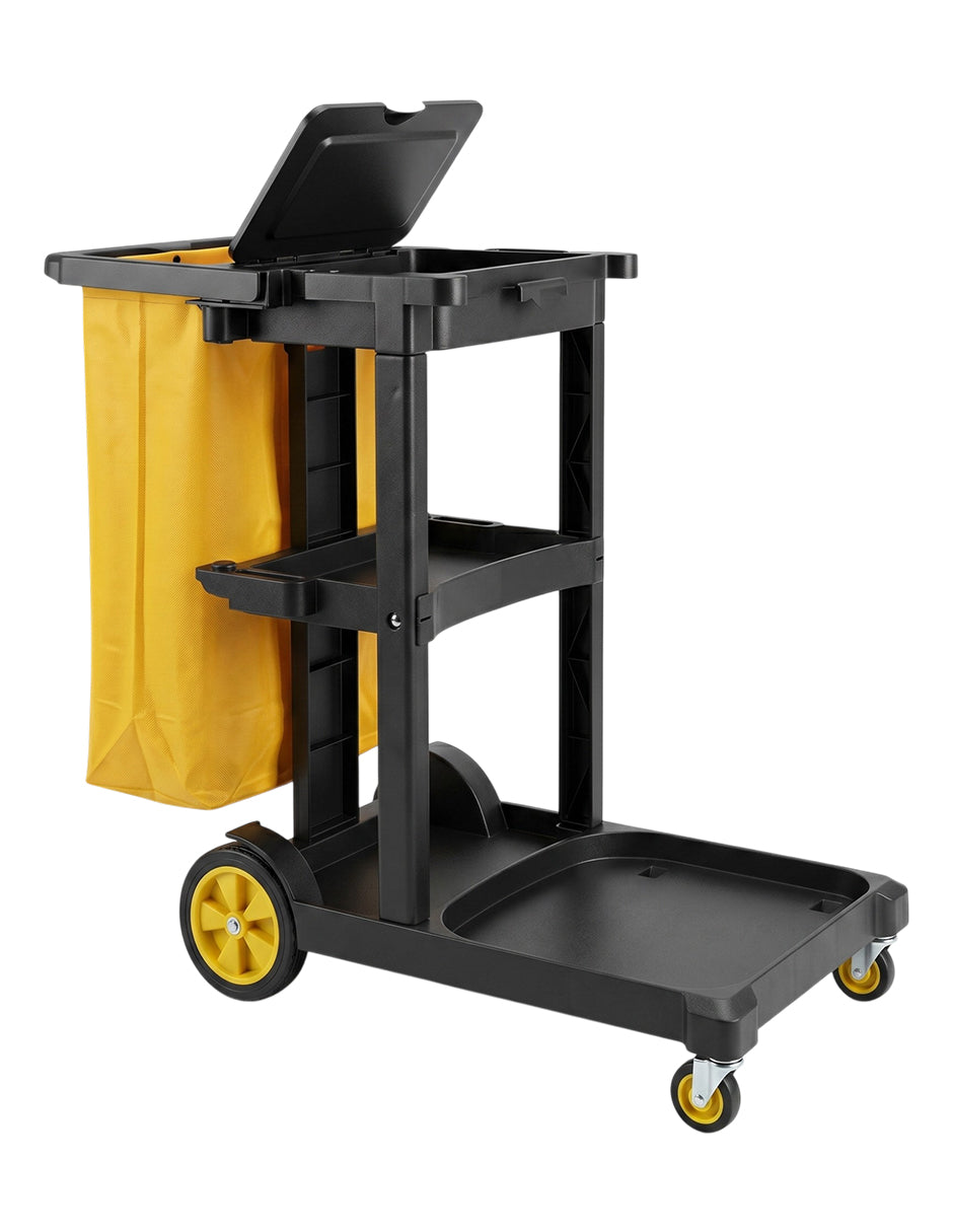 Carrito de Limpieza Industrial Baltic Vanlig Negro - Carro Conserje de Polietileno con Bolsa de PVC