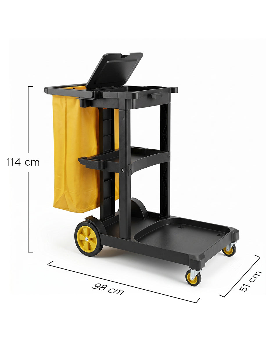 Carrito de Limpieza Industrial Baltic Vanlig Negro - Carro Conserje de Polietileno con Bolsa de PVC