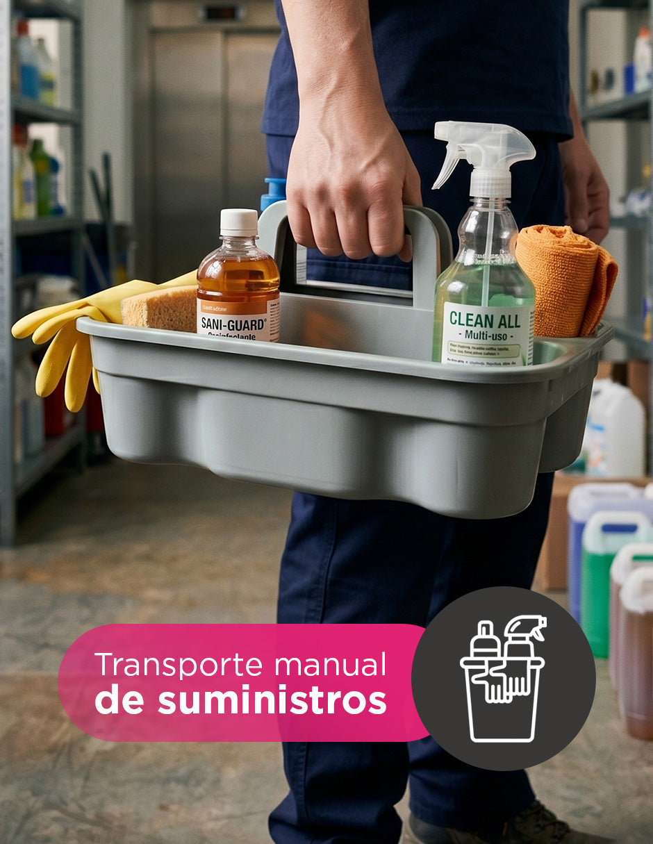 Carrito de Limpieza Industrial Baltic Vanlig Negro y Accesorio Organizador de Productos - Carro Conserje de Polietileno con Bolsa de PVC
