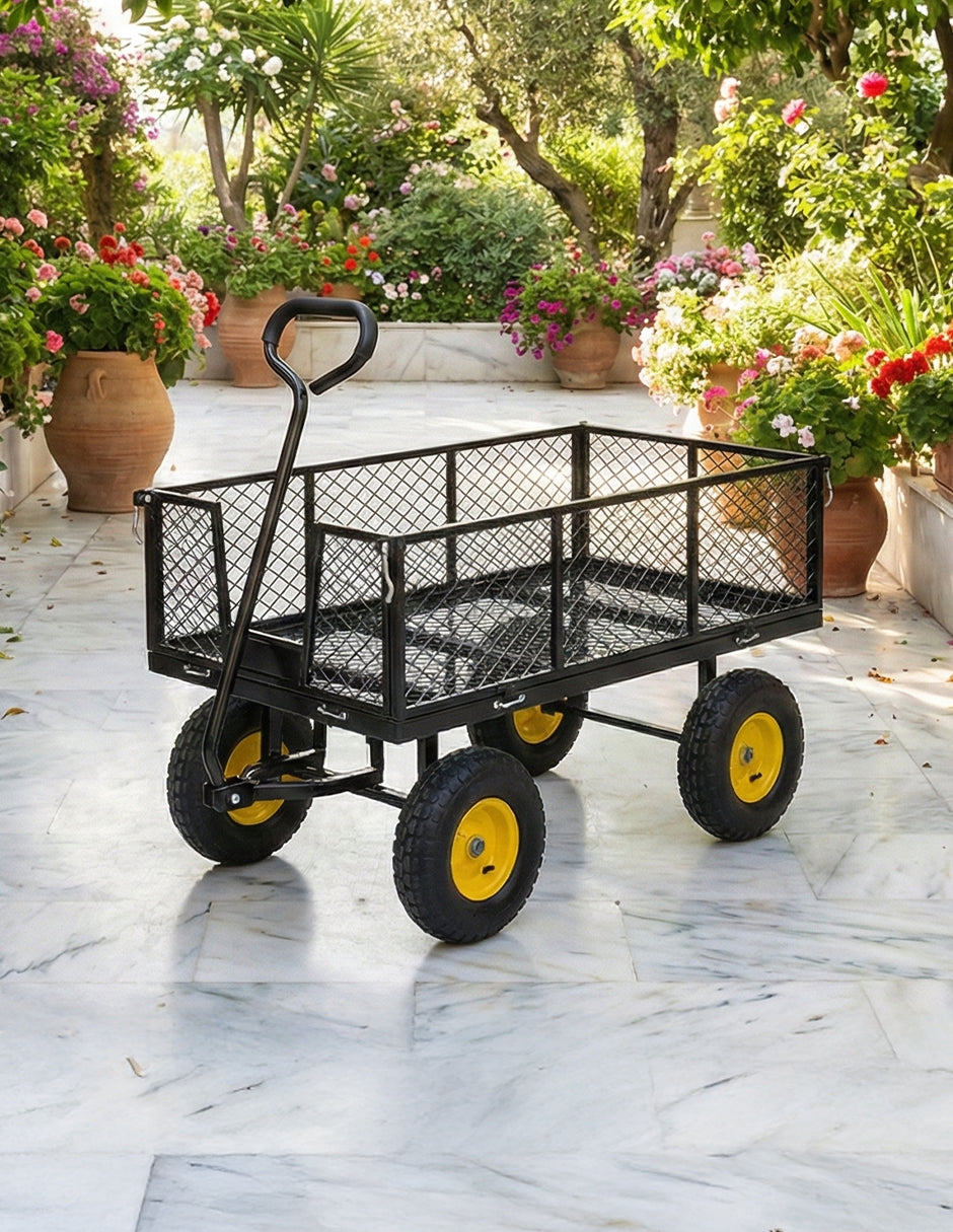 Carrito de Carga Multiusos para Uso Rudo - Estructura de Acero de 108 cm con Paneles de Malla