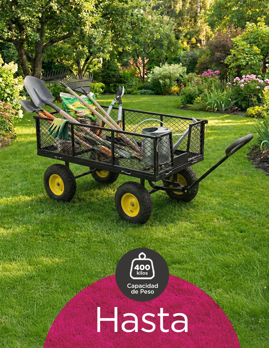 Carrito de Carga Multiusos para Uso Rudo - Estructura de Acero de 108 cm con Paneles de Malla