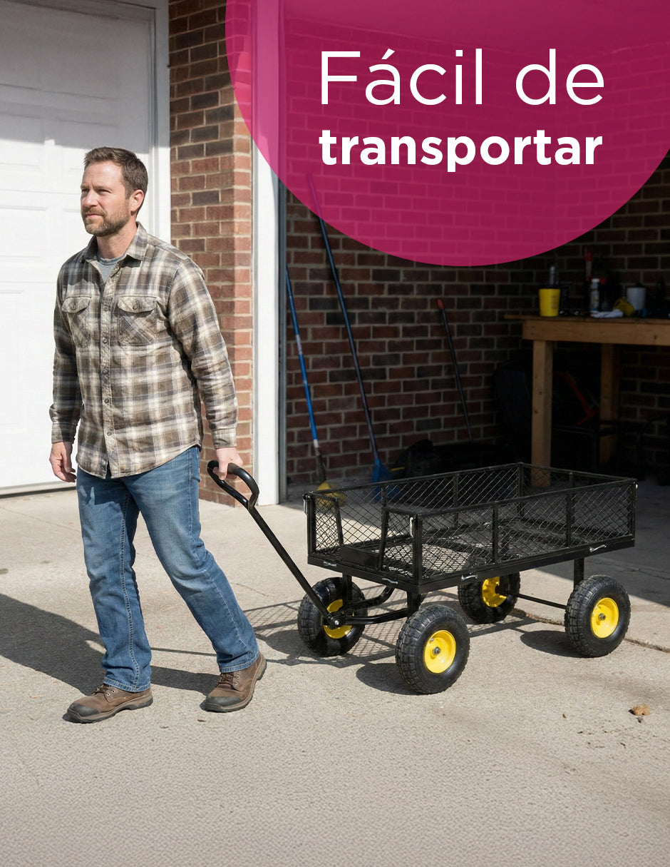 Carrito de Carga Multiusos para Uso Rudo - Estructura de Acero de 108 cm con Paneles de Malla
