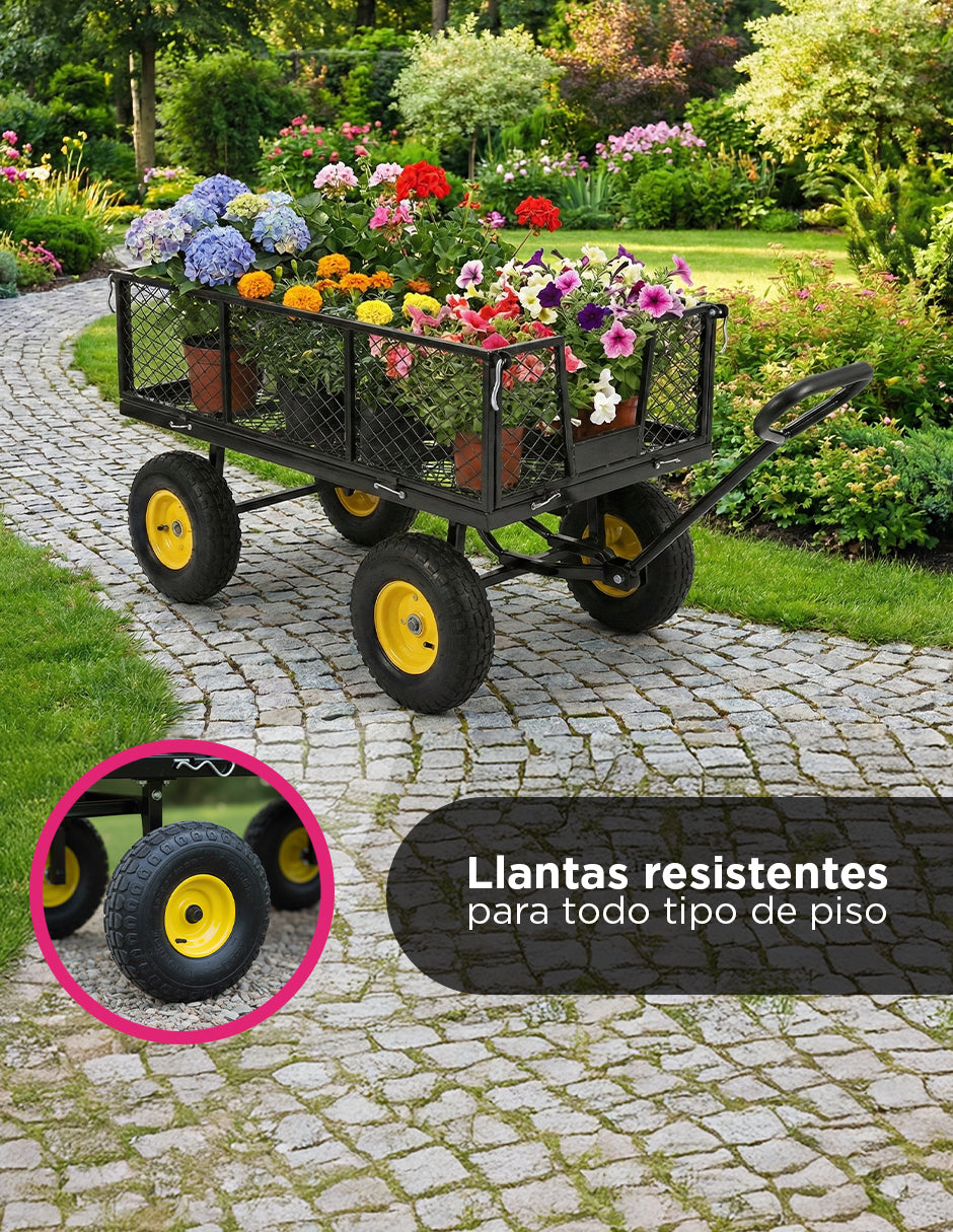 Carrito de Carga Multiusos para Uso Rudo - Estructura de Acero de 108 cm con Paneles de Malla