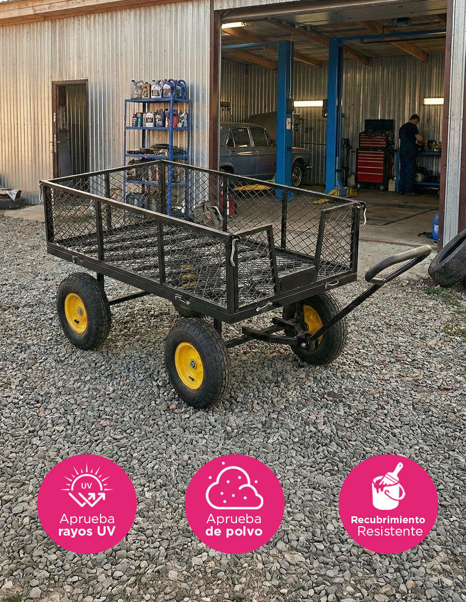Carrito de Carga Multiusos para Uso Rudo - Estructura de Acero de 108 cm con Paneles de Malla