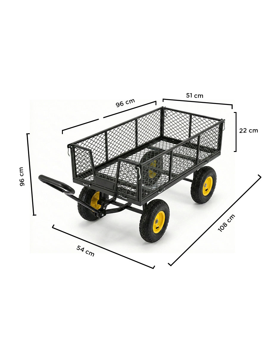 Carrito de Carga Multiusos para Uso Rudo - Estructura de Acero de 108 cm con Paneles de Malla