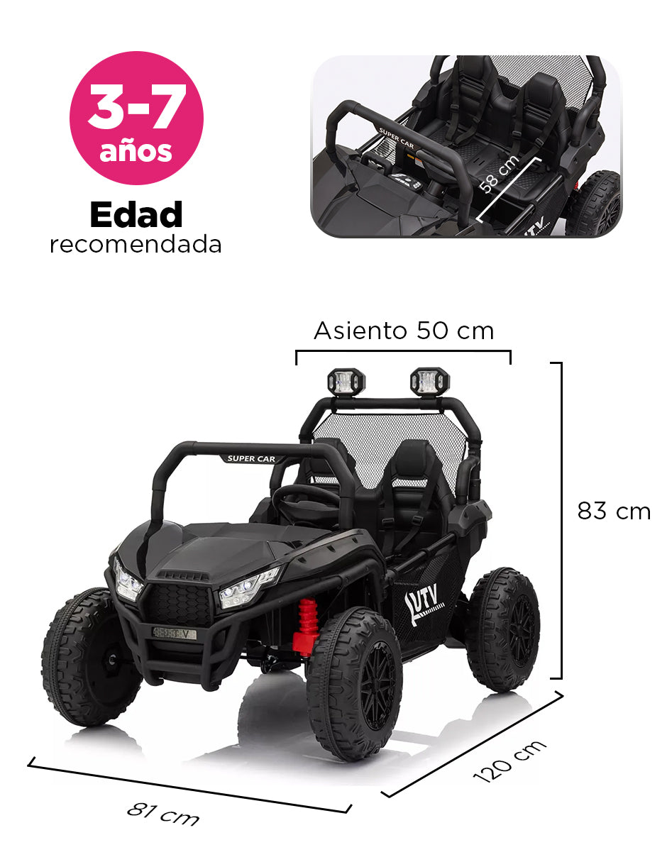 Carro Eléctrico Camioneta Montable Infantil Control Remoto Explora Negro