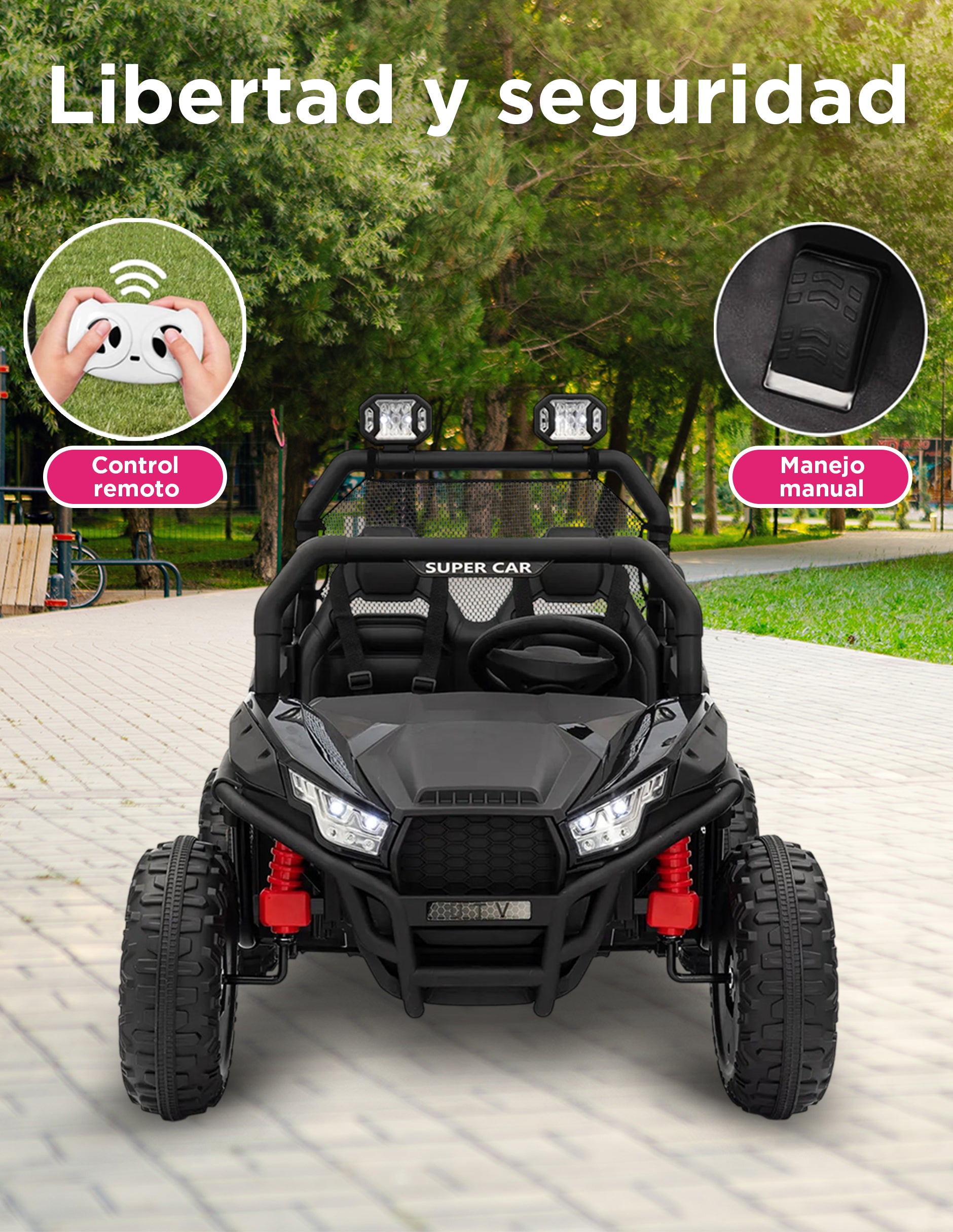 Carro Eléctrico Camioneta Montable Infantil Control Remoto Explora Negro