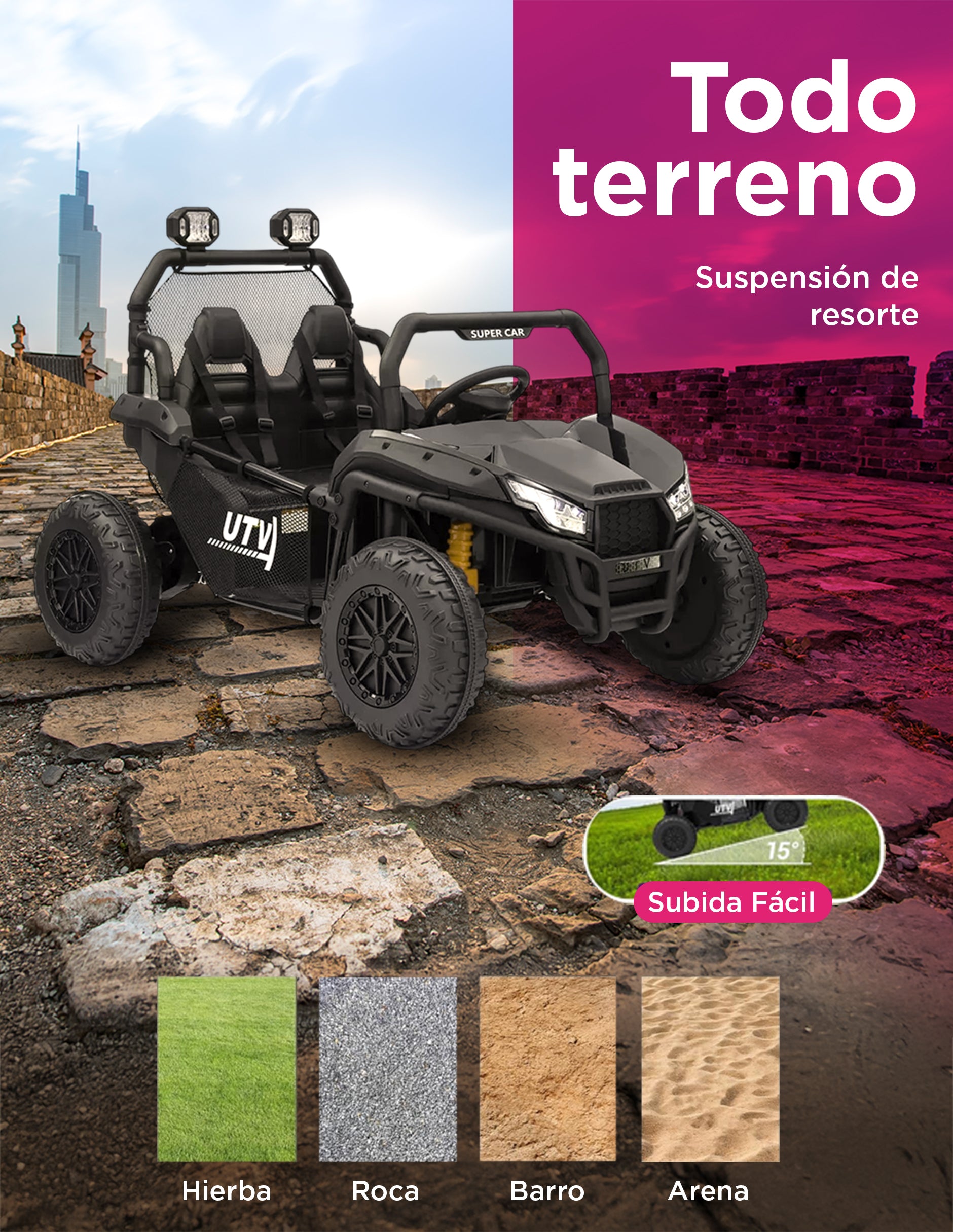 Carro Eléctrico Camioneta Montable Infantil Control Remoto Explora Negro