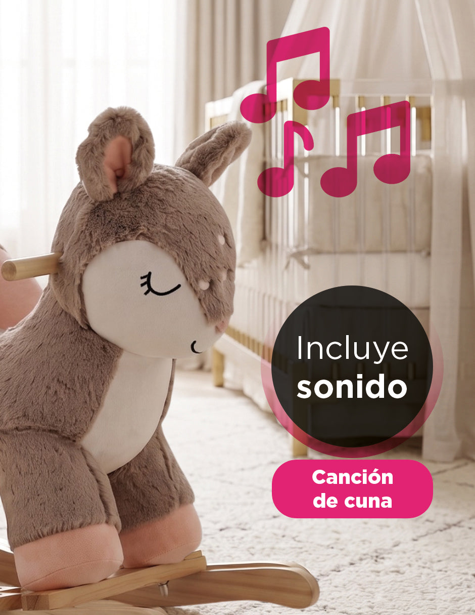 Ciervo Balancín Infantil Deerly Beige con Sonido de Canción de Cuna y Asiento Acolchado