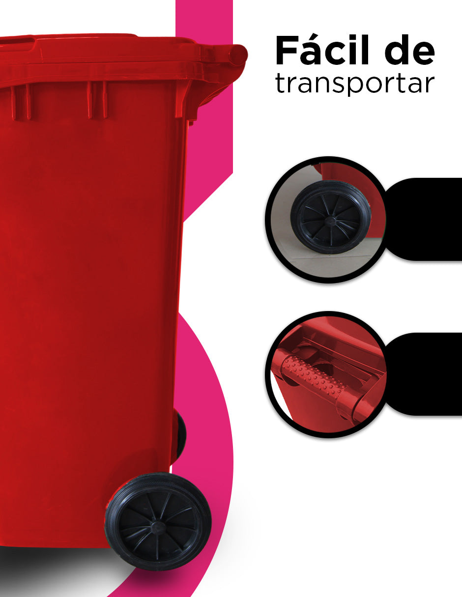Contenedor De Basura 120L Rojo