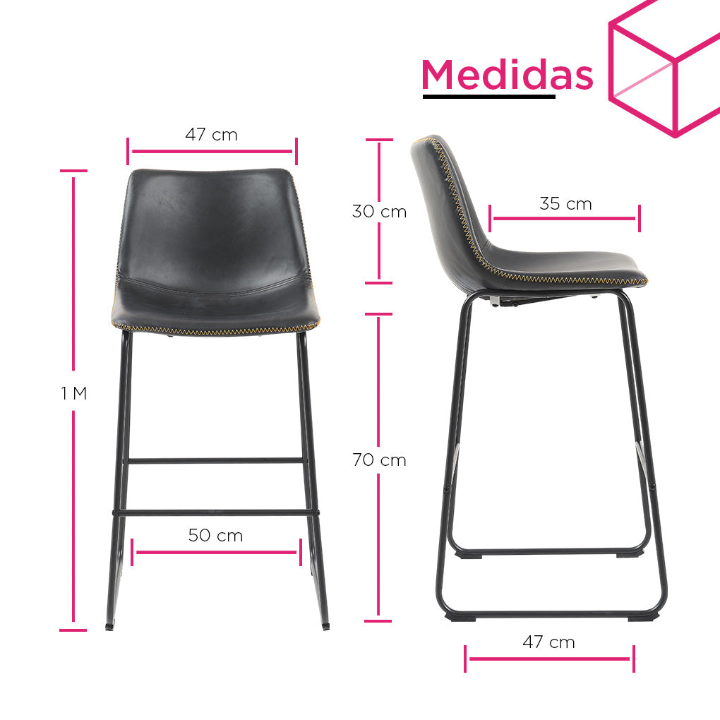 Set de Sillas de Barra Fijas Tamira Negro (Par)