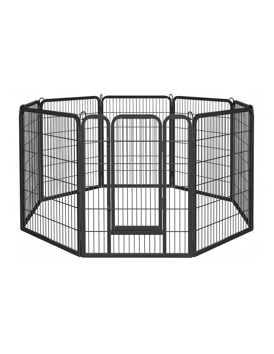 Corral Jaula Modular para Mascotas de Metal Resistente con Revestimiento Anticorrosión, Puerta de Acceso con Seguro de Calidad
