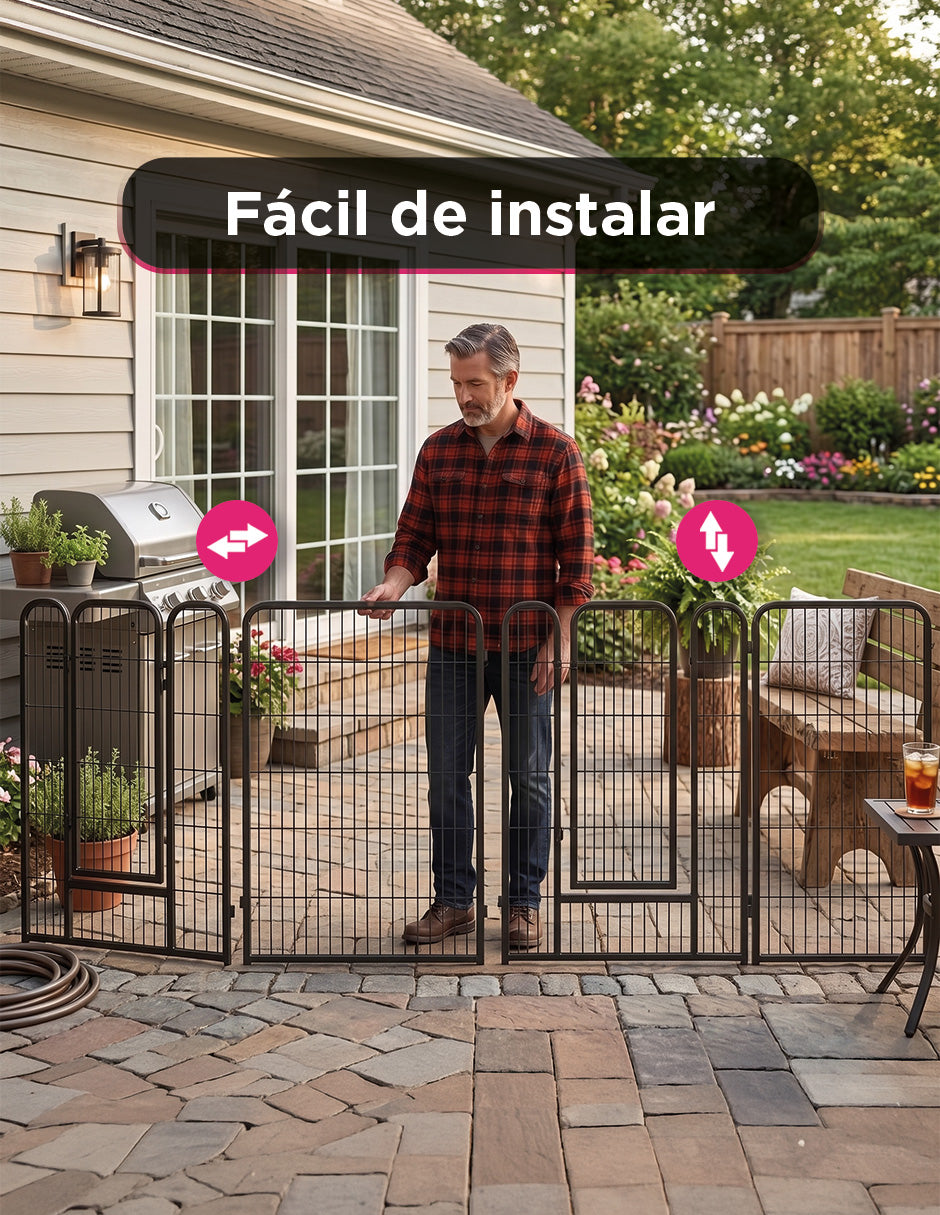 Corral Jaula Modular para Mascotas de Metal Resistente con Revestimiento Anticorrosión, Puerta de Acceso con Seguro de Calidad