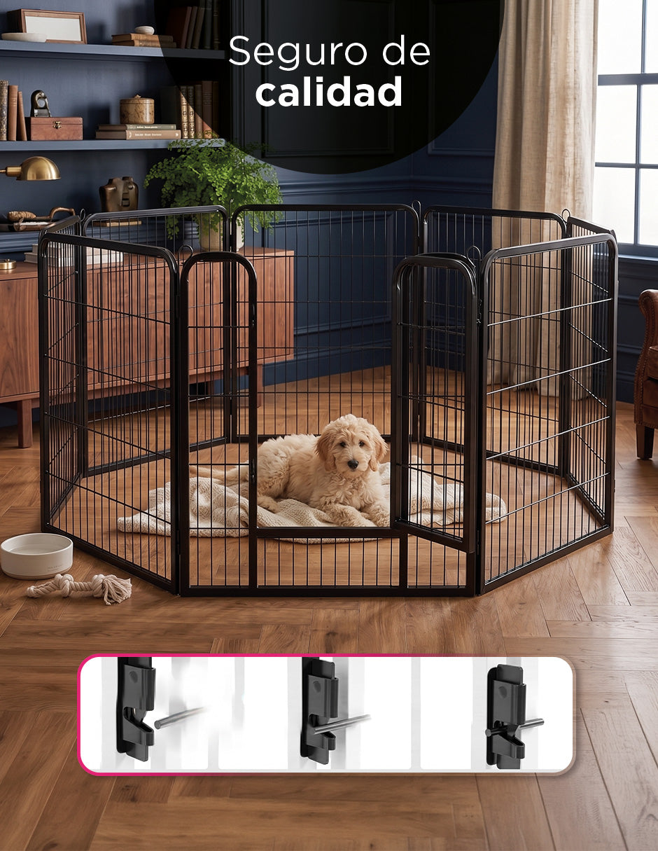Corral Jaula Modular para Mascotas de Metal Resistente con Revestimiento Anticorrosión, Puerta de Acceso con Seguro de Calidad