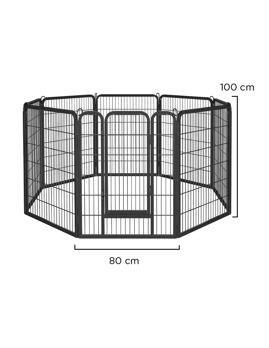 Corral Jaula Modular para Mascotas de Metal Resistente con Revestimiento Anticorrosión, Puerta de Acceso con Seguro de Calidad