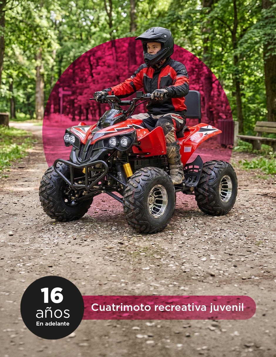 Cuatrimoto ATV Juvenil Kyoto 105kg – Vehículo Todo Terreno Recreativo Color Rojo