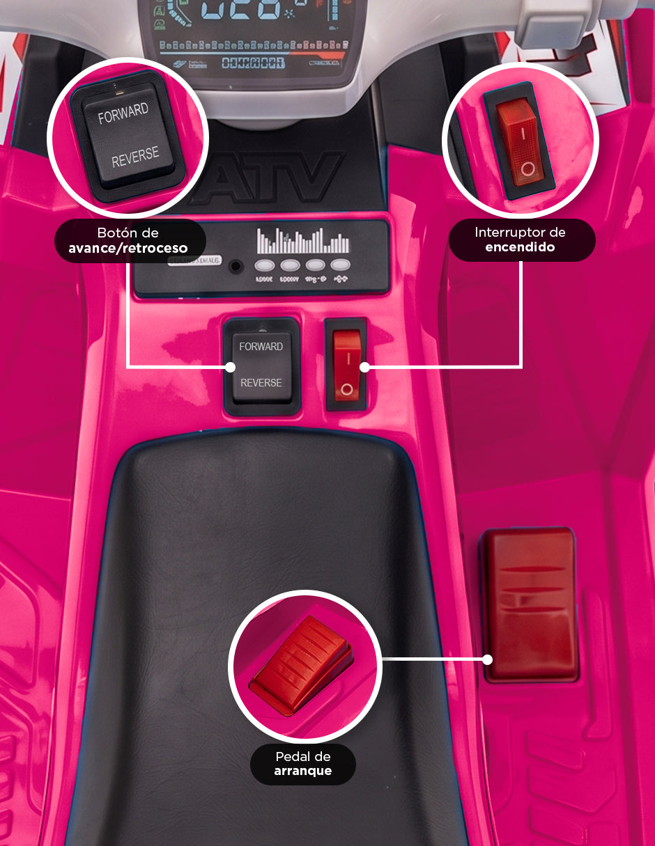 Cuatrimoto Eléctrica Montable Infantil Recargable Batería 6V y Ruedas Todo Terreno Color Rosa