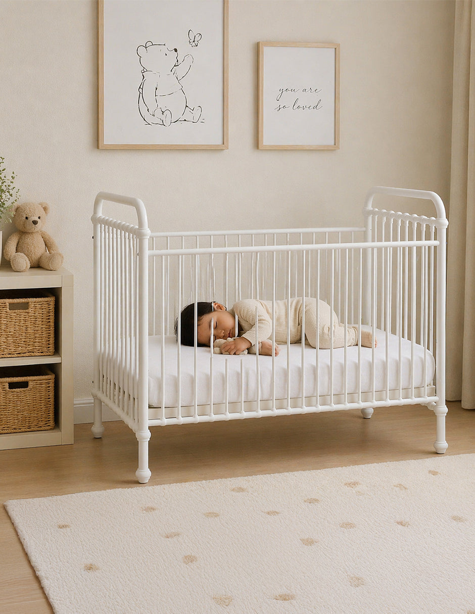 Cuna Metálica para Bebé Emery Blanca con Colchón Base Ajustable