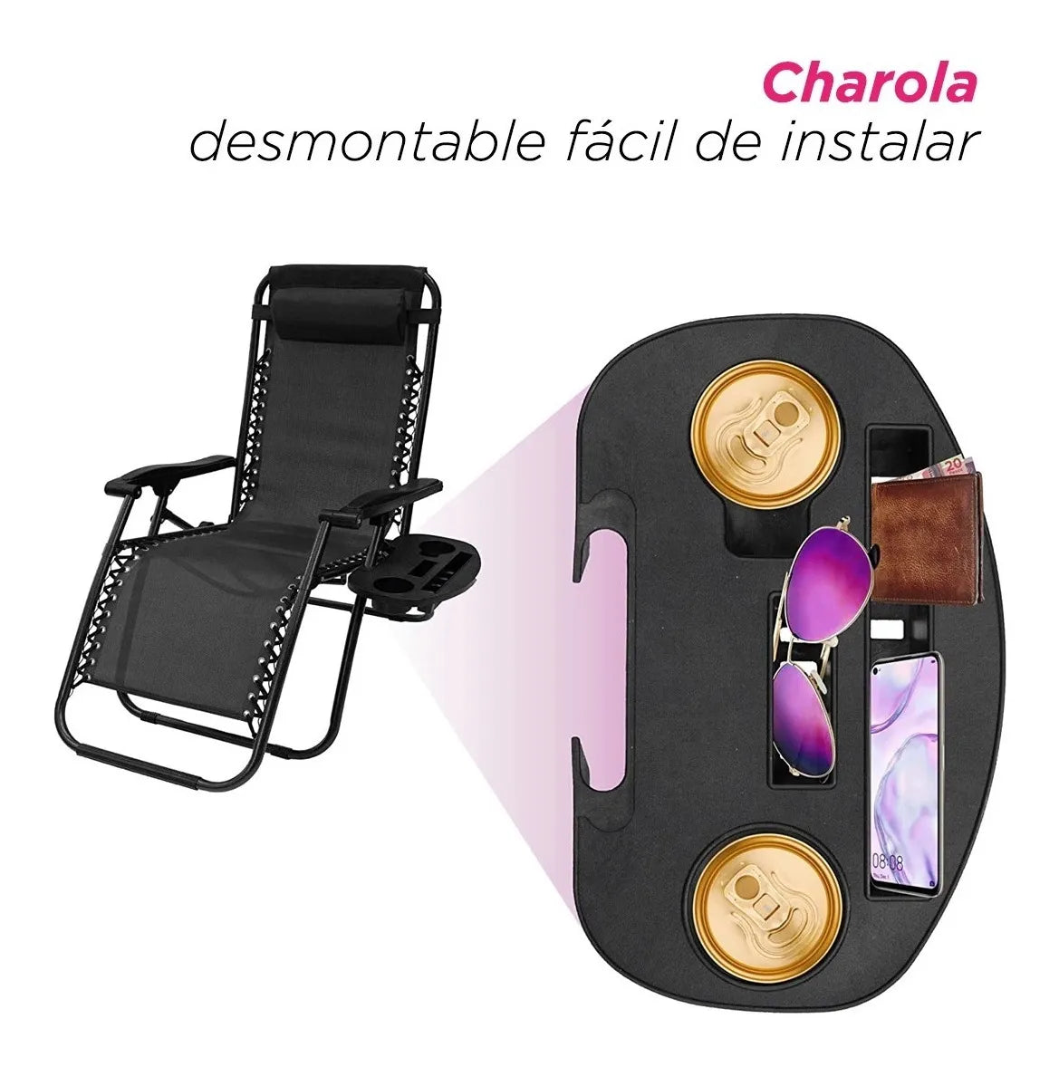 Silla Gravedad Acero Camastro Negra