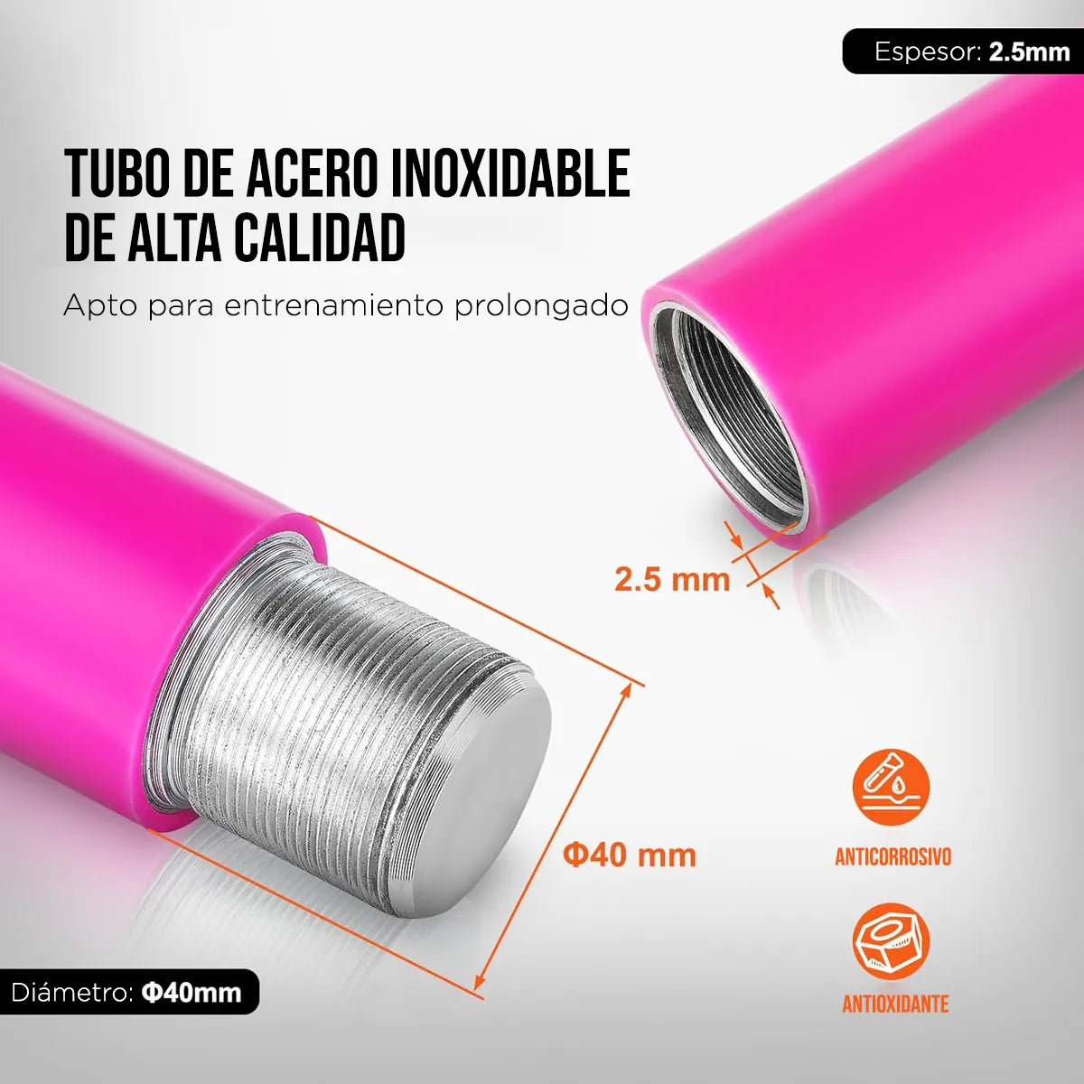 Tubo Para Ejercicio Fitness Giratorio y Fijo Rosa