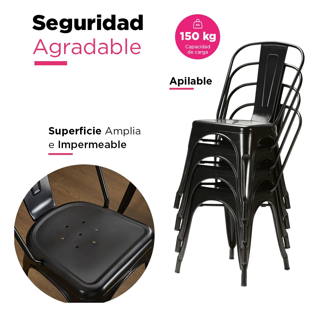 Set de 4 Sillas Vanlig Almería Negra