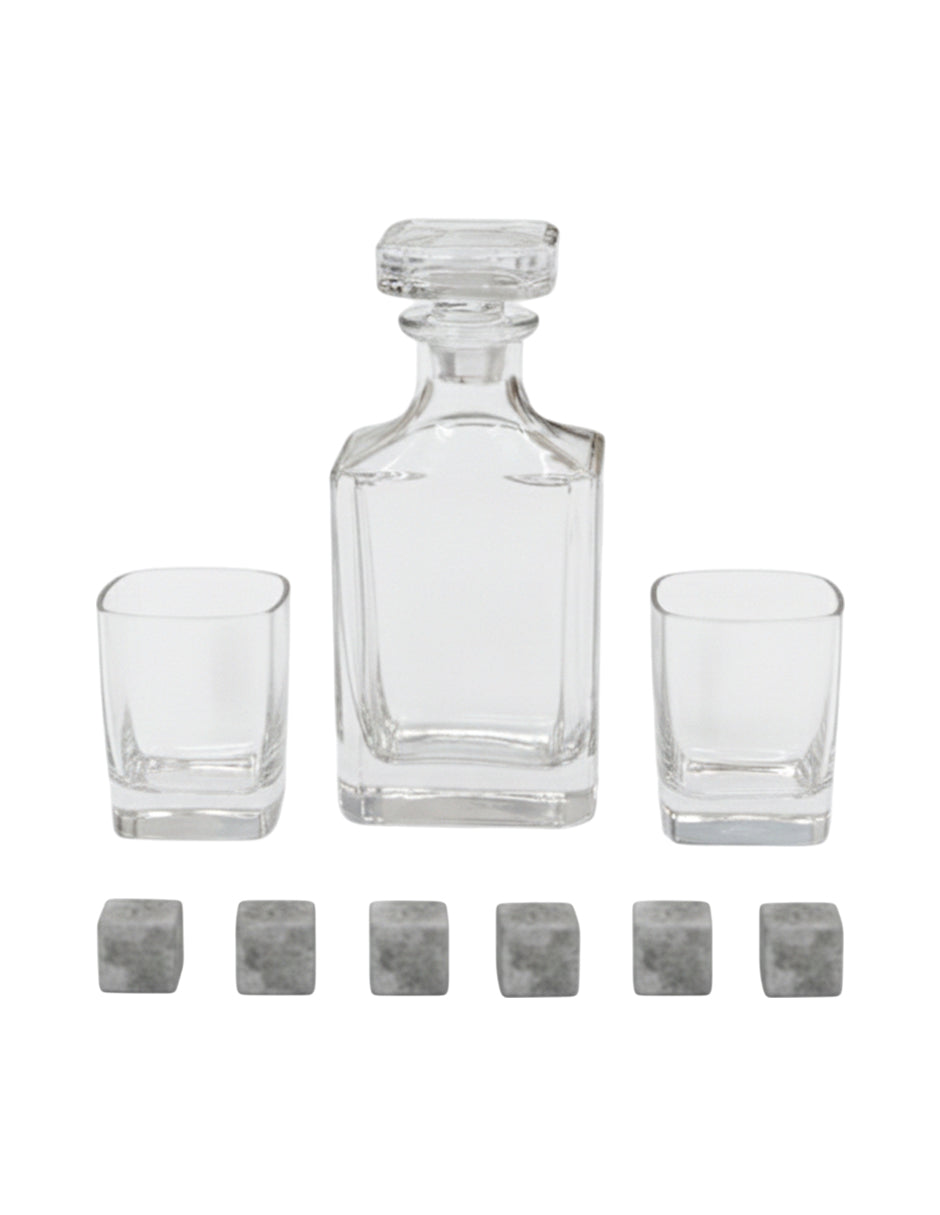 Decantador Durham de Vidrio - Kit de Lujo con Piedras Enfriadoras de Piedra Natural