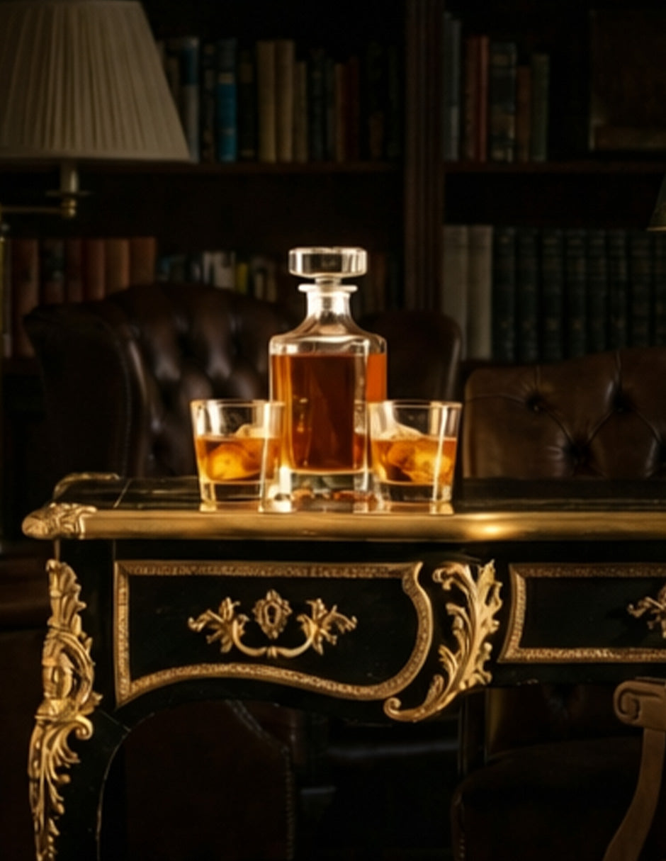 Decantador York de Vidrio con Tapón Hermético y Set de Vasos de Lujo