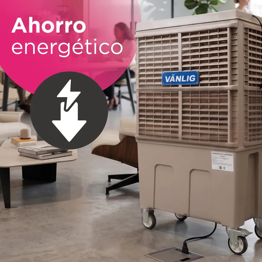 Enfriador Evaporativo Industrial Portátil Vostok Vanlig 120L Beige con Ruedas